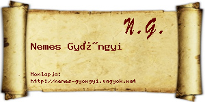 Nemes Gyöngyi névjegykártya